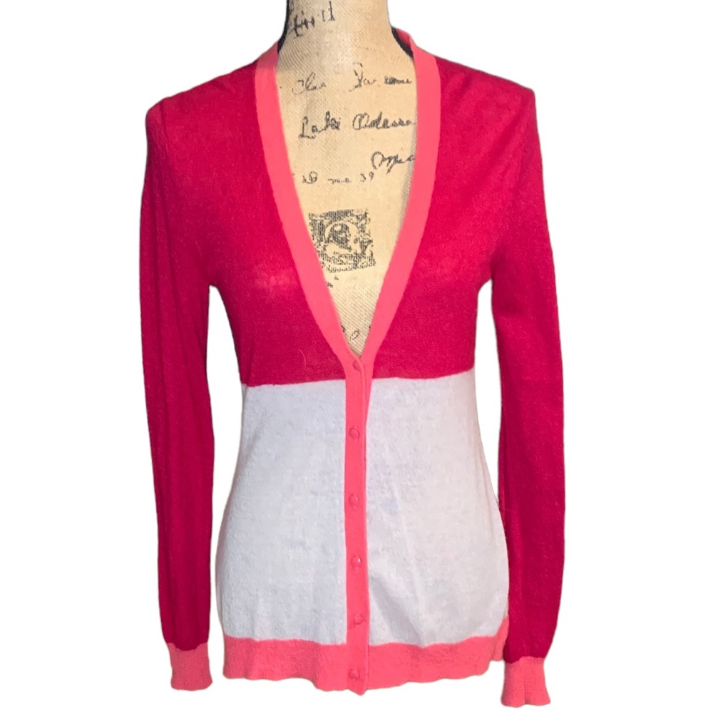 Banana Republic Women’s Color Block Wool & Angora Blend Button Front Cardigan